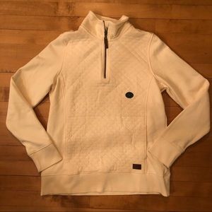 NWT LL Bean Ladies 1/4 zip Quilted Cream Pullover - Small